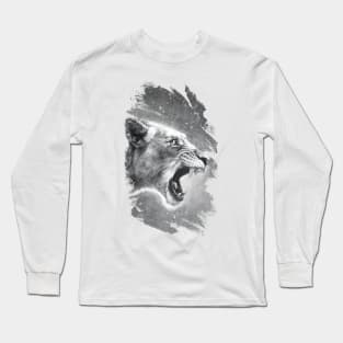 Black and white graphite lioness (white background) Long Sleeve T-Shirt